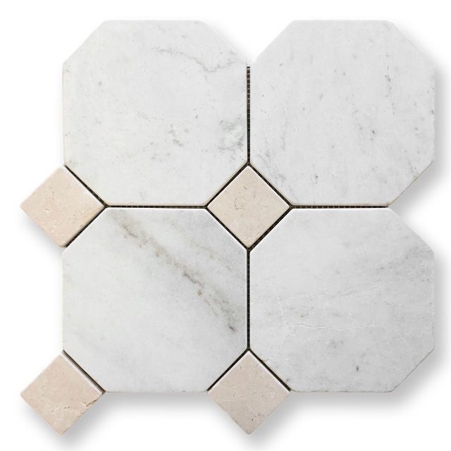 DLT94076 Ottagono Bianco Oro Light + Crema Tumbled