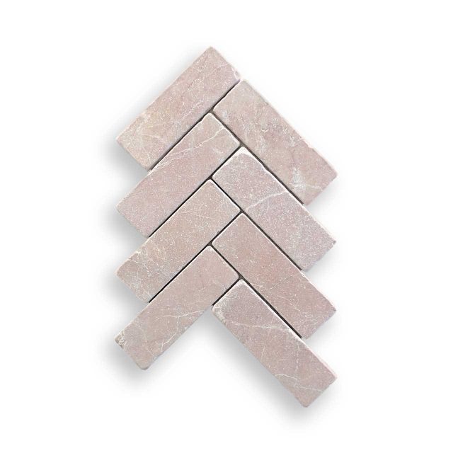 DLT92864 Rosado Tumbled Herringbone Mosaic