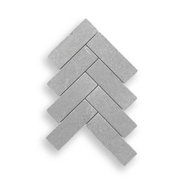 DLT92865 Cinder Grey Tumbled Herringbone Mosaic