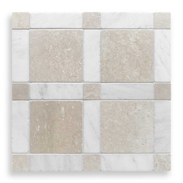 DT1433 Framed Botticino, oriental white tumbled