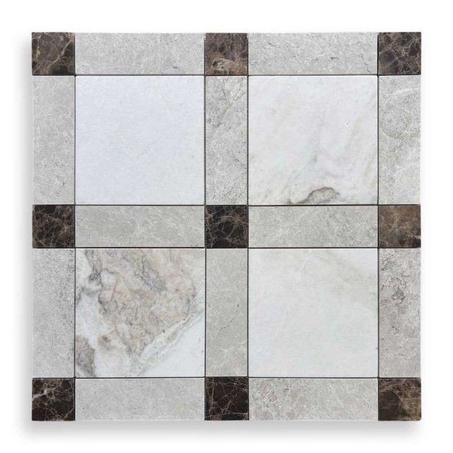 DT2367 Framed Bianco Oro, Tundra, Emperador honed